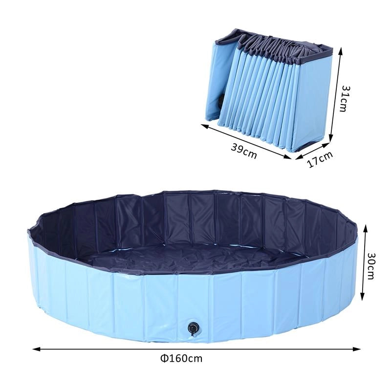 PISCINA PIEGHEVOLE PER CANI IN PVC 160 X 30CM  AZZURRO