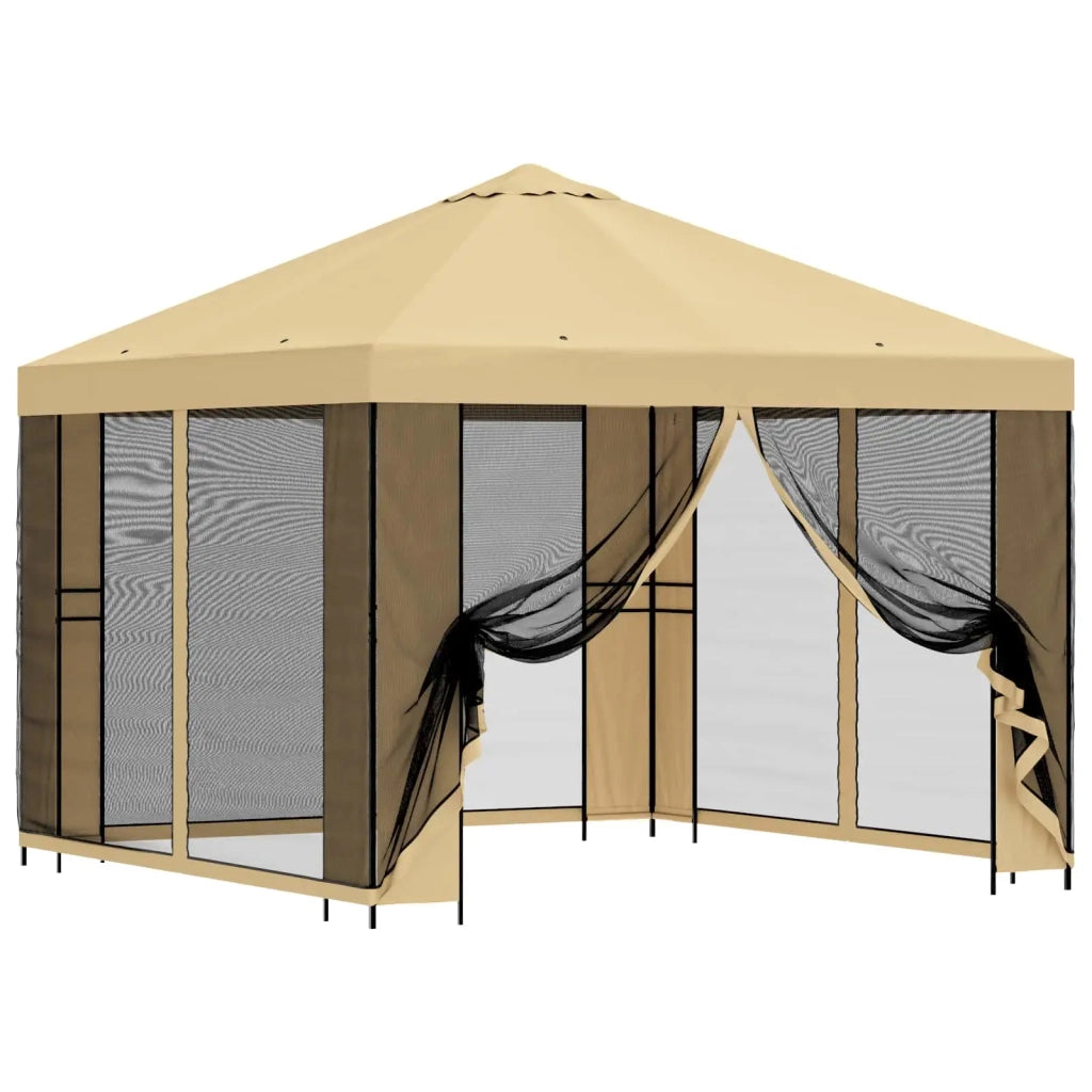 Gazebo da giardino con pareti laterali 3 x 3 m Crema 900362