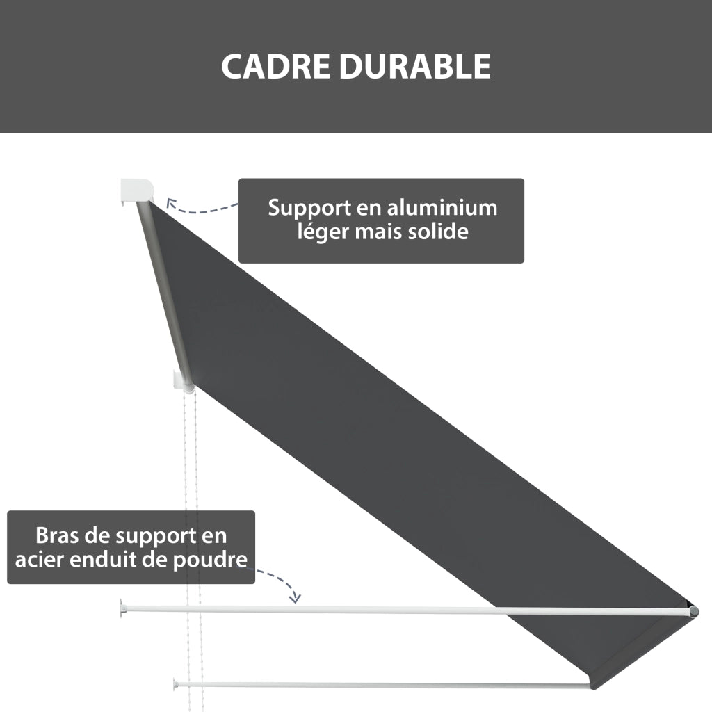 Tenda da sole retrattile regolabile ¨C zephmum ¨C grigio scuro alluminio 150x120 cm