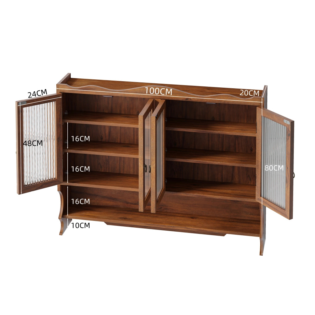 Pensile con 4 Ante; Ripiani Rimovibili e Ganci Aperti per Bagno in Legno Massello 100×20×80 cm Marrone