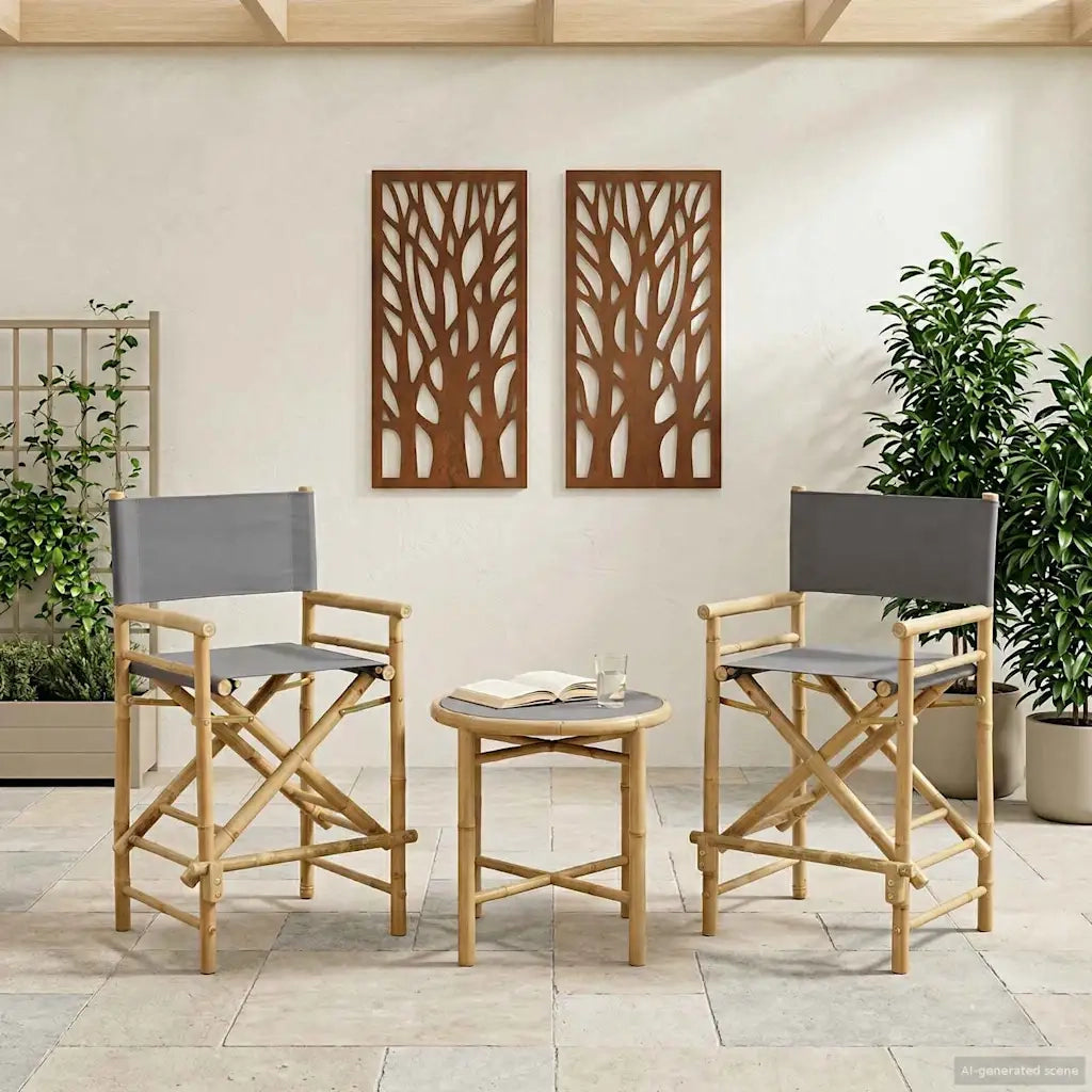 Sedia Direttore Pieghevole 2 pcs Naturale Bambù