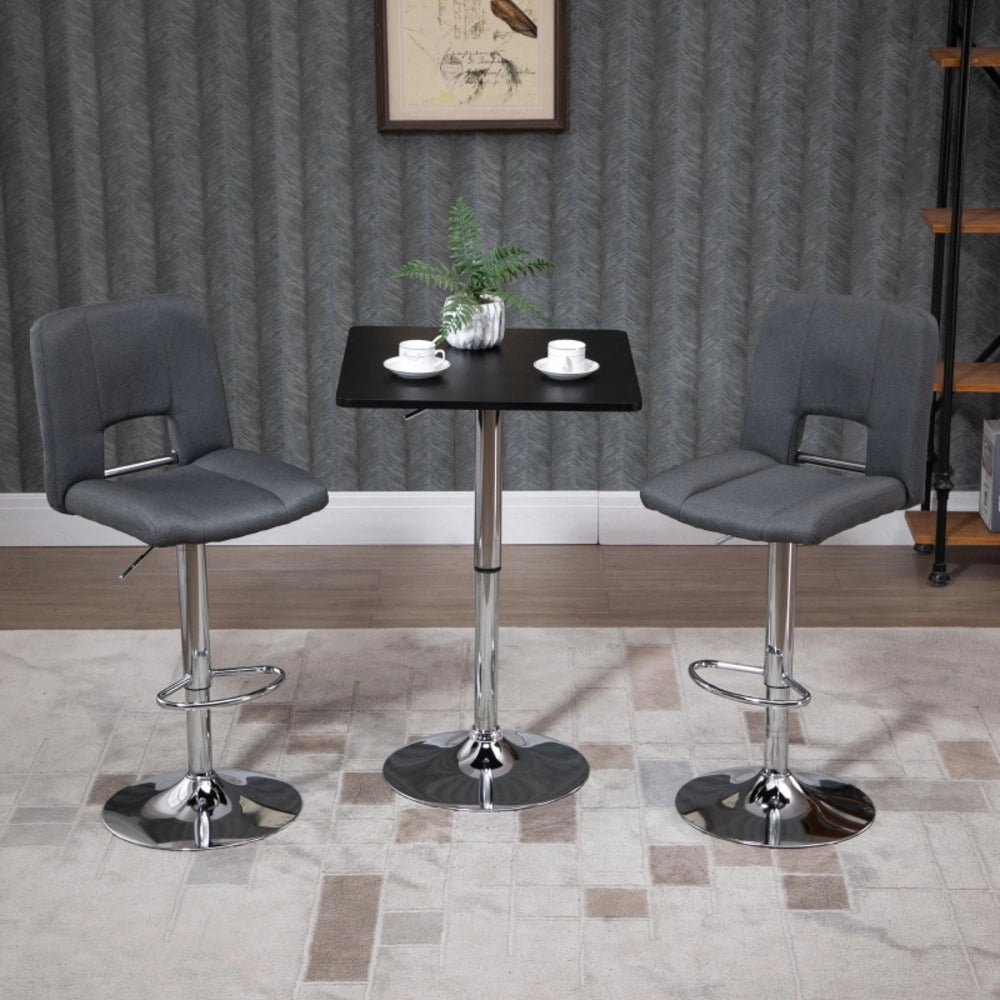 TAVOLO BAR Regolabile 60x60 cm Nero in Legno e Metallo