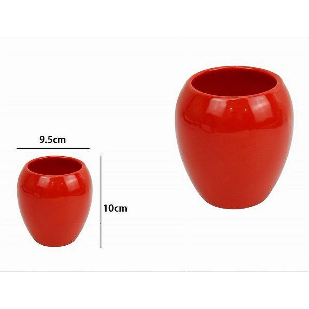 Trade Shop - Bicchiere Porta Spazzolini Ceramica Rosso Moderno Accessorio Arredo Bagno 79261 -