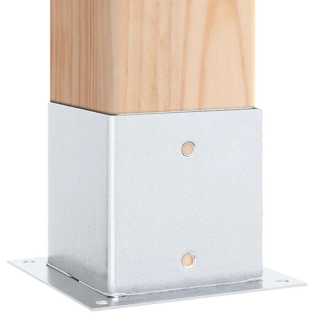 Basi per Pali Quadrate 4 pz Argento 141x141 mm Acciaio Zincato CFW4675074