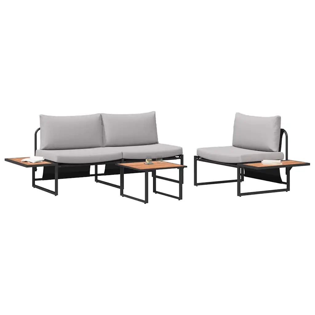 Set da Pranzo per Giardino 3 pcs Grigio chiaro Acciaio 3335892