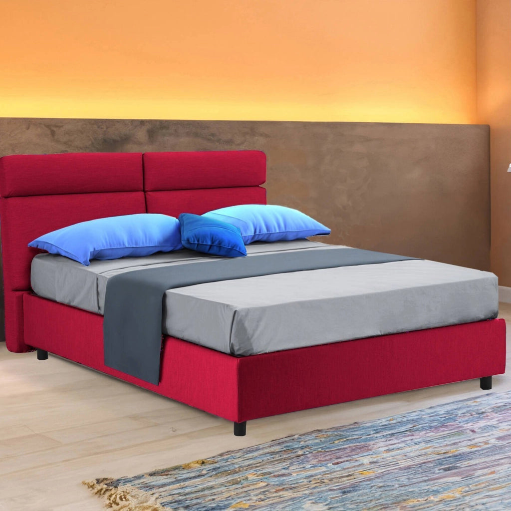 Letto Matrimoniale Alcatron, Letto Matrimoniale Sfoderabile Made in Italy, Rosso