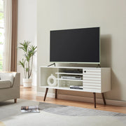 Mobile TV Vare con Anta e Scomparti Aperti 130 x 40 x 66 cm - Bianco [en.casa]