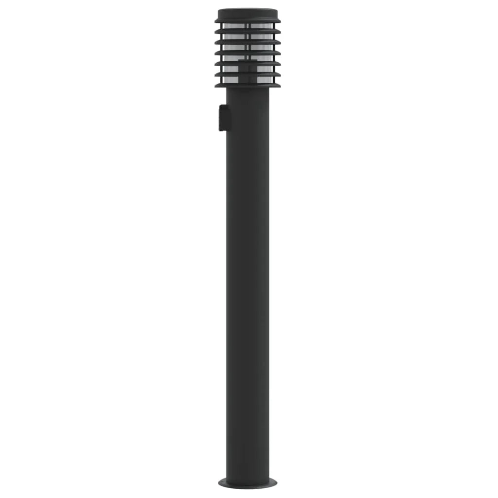 Lampade da terra per esterni con presa elettrica 3 pezzi acciaio inox nero 02_0042572
