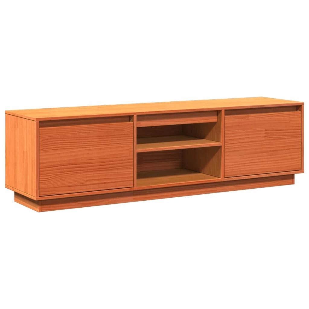 Mobile TV multimediale mensola TV mobile TV sala da pranzo soggiorno camera da letto finitura a cera 140 x 35 x 40 cm legno massello di pino marrone 02_0027560