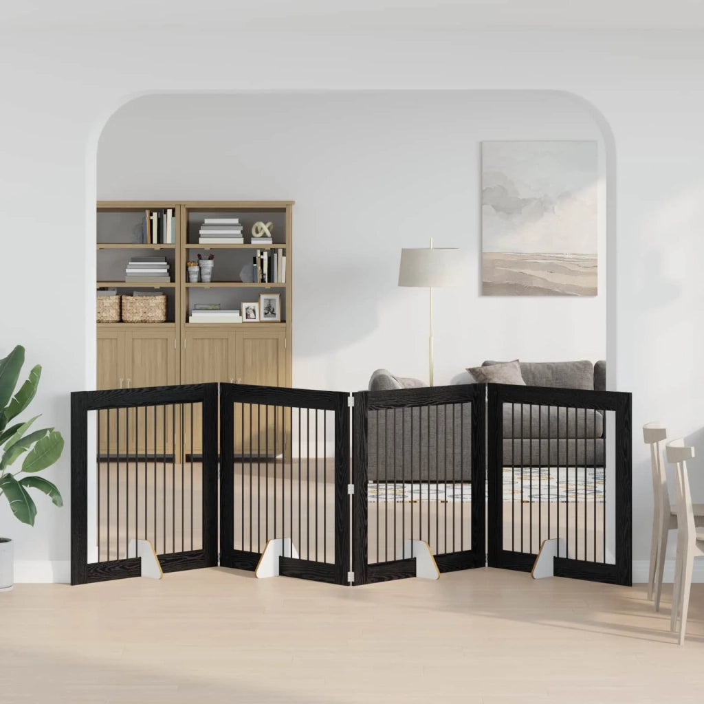 Cancello per cani con supporti 4 pz Rovere Nero 100 x 100 cm CFW8632380