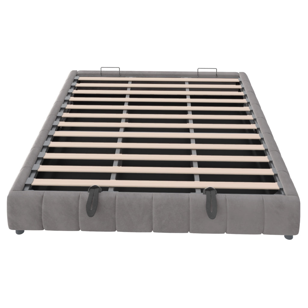 Letto Contenitore 180x200 cm con LED; in Flanella; Grigio