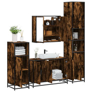 Set Mobili da Bagno 4 pz Rovere Fumo in Legno Multistrato