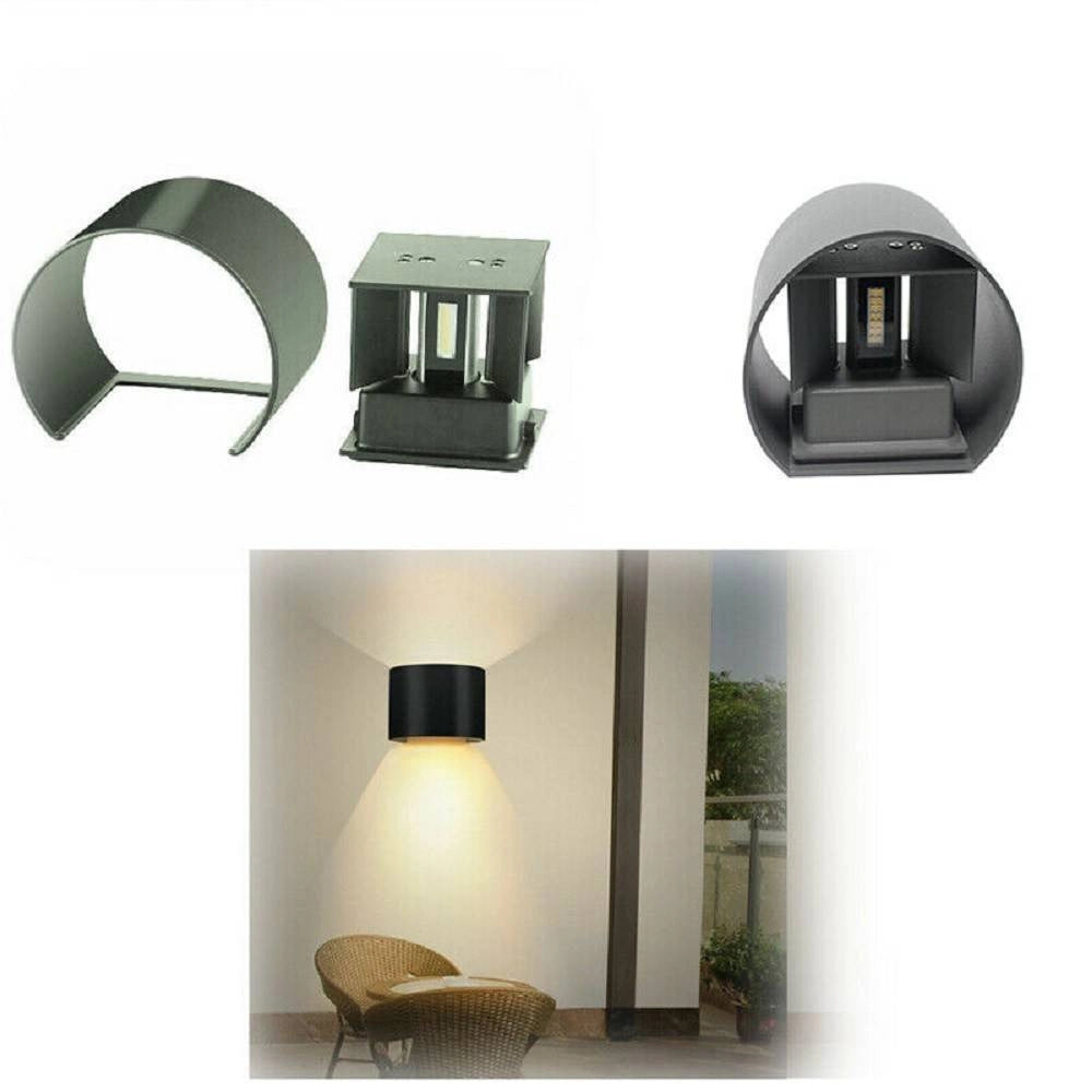 Trade Shop - Applique Parete Muro Grigio 28 Led 12 Watt Ip55 Luce Fredda Calda Up & Down Es44 - -bianco Freddo      -