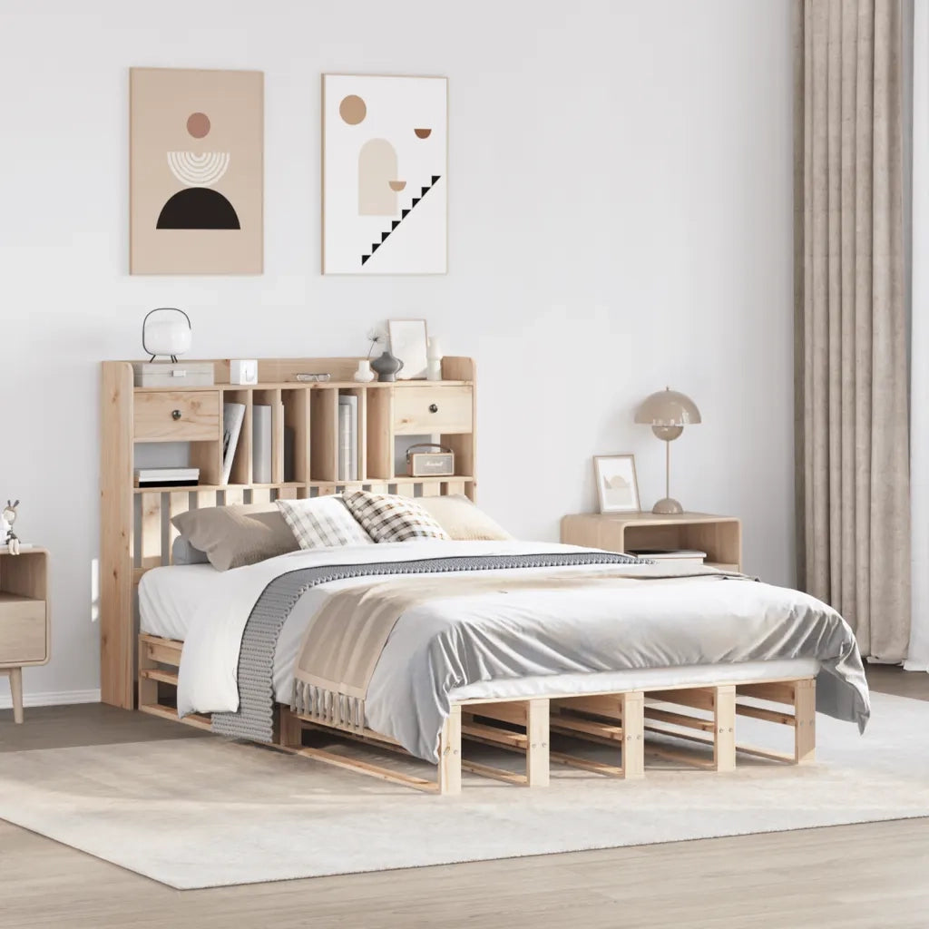 Letto Libreria senza Materasso 135x190 cm in Legno di Pino 3323983