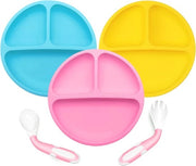Piatti con compartimenti per bambini - Tavola per bambini con gomma antiscivolo e coperchi ad aggancio vetroresina - Allenamento alimentazione autonoma