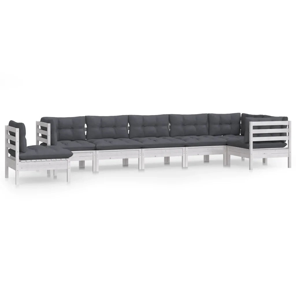 Set Divani da Giardino 8 pz con Cuscini Bianchi Legno di Pino cod mxl 44414