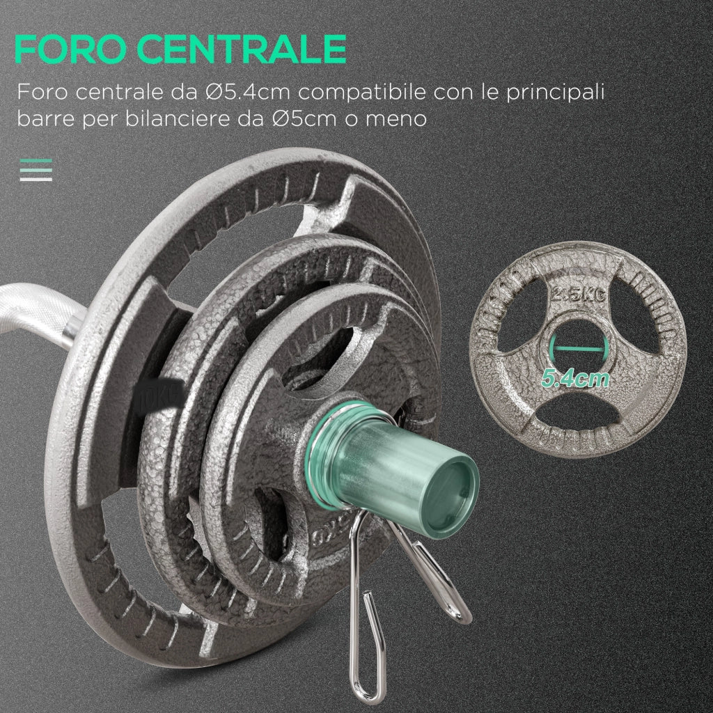 EasyComfort Set di 6 Dischi Pesi per Bilanciere e Manubri 2.5-35KG, Dischi palestra in Acciaio con Foro 50 cm, Ideali per Bilancieri Olimpionici, Argento