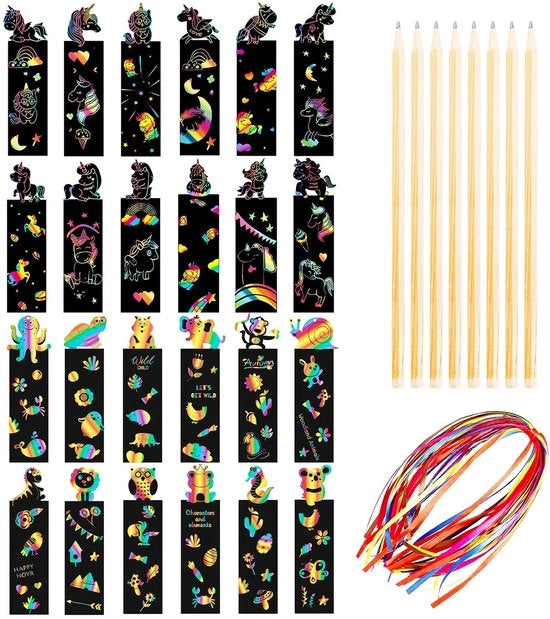 Set di Artefatto a Scalfittura 24 Pezzi - Diereschaffratti - Indicazioni di Pioggia - Pennelli in Legno - Progetto di Fai da Te Creativo - Multifunzionale - Progetti di Arte