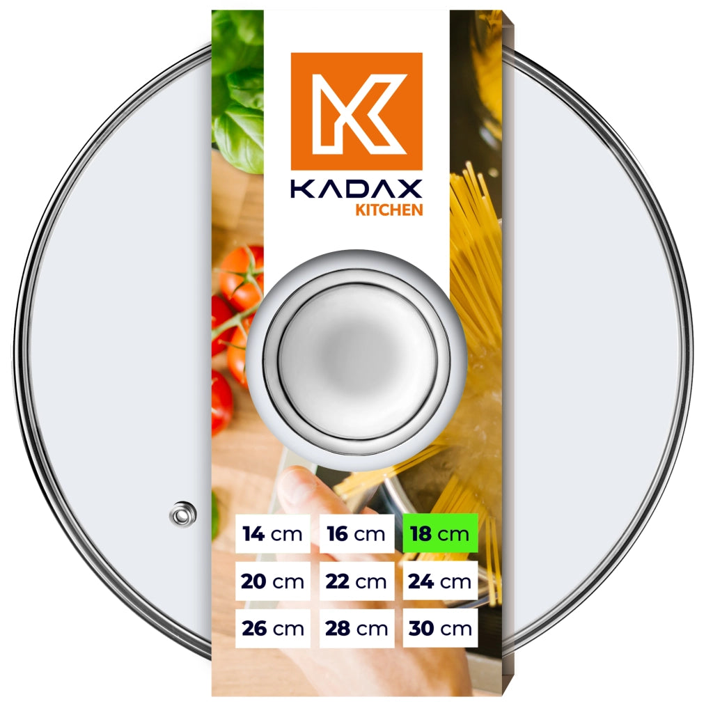 Coperchio in vetro KADAX da 18 cm, universale, resistente al calore, per pentole e padelle.