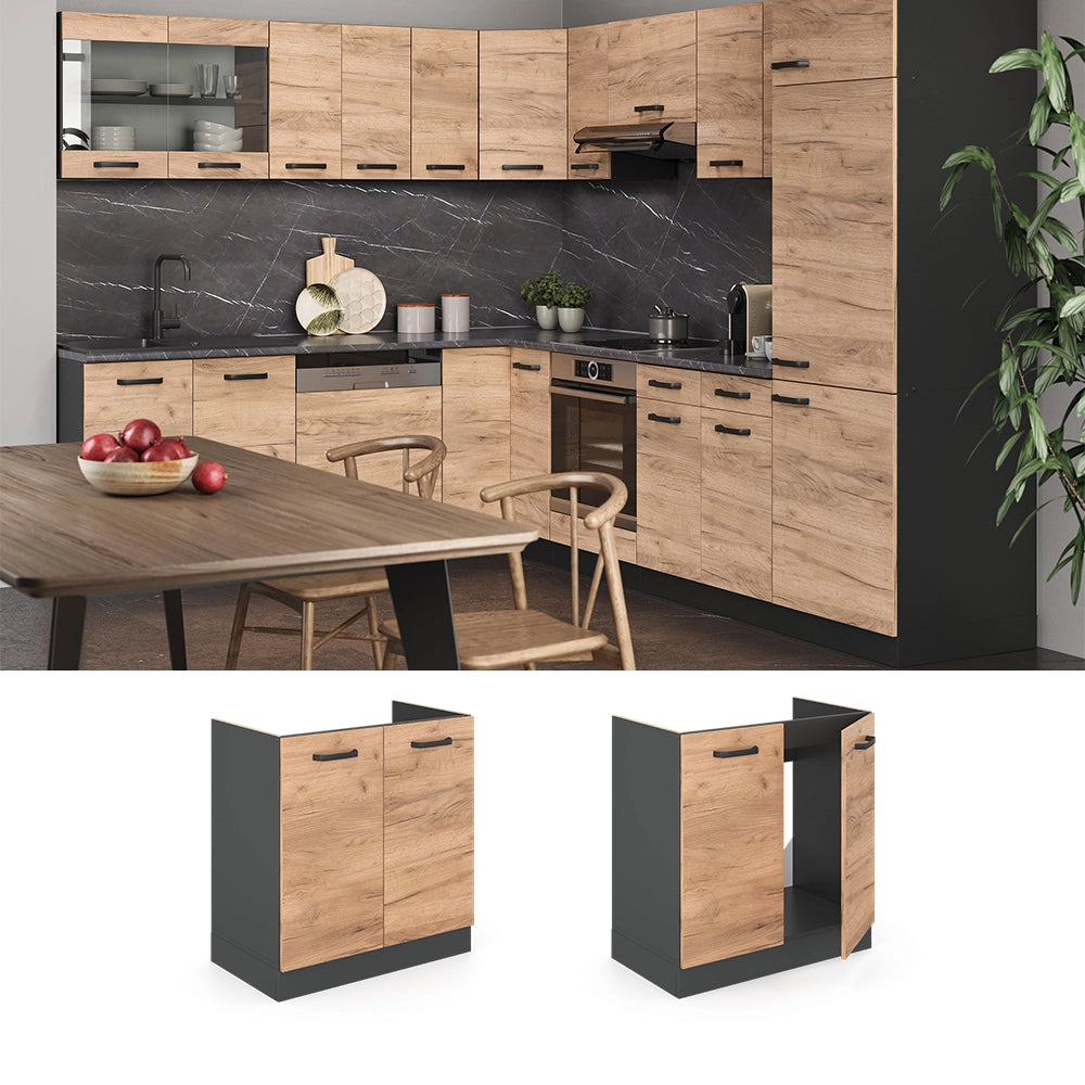 Vicco Mobile lavello cucina Quercia dorata 80 cm , PL Antracite