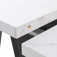 Tavolo allungabile da pranzo con sistema scorrevole e in acciaio al carbonio, 159x74x77 cm, Bianco+Nero
