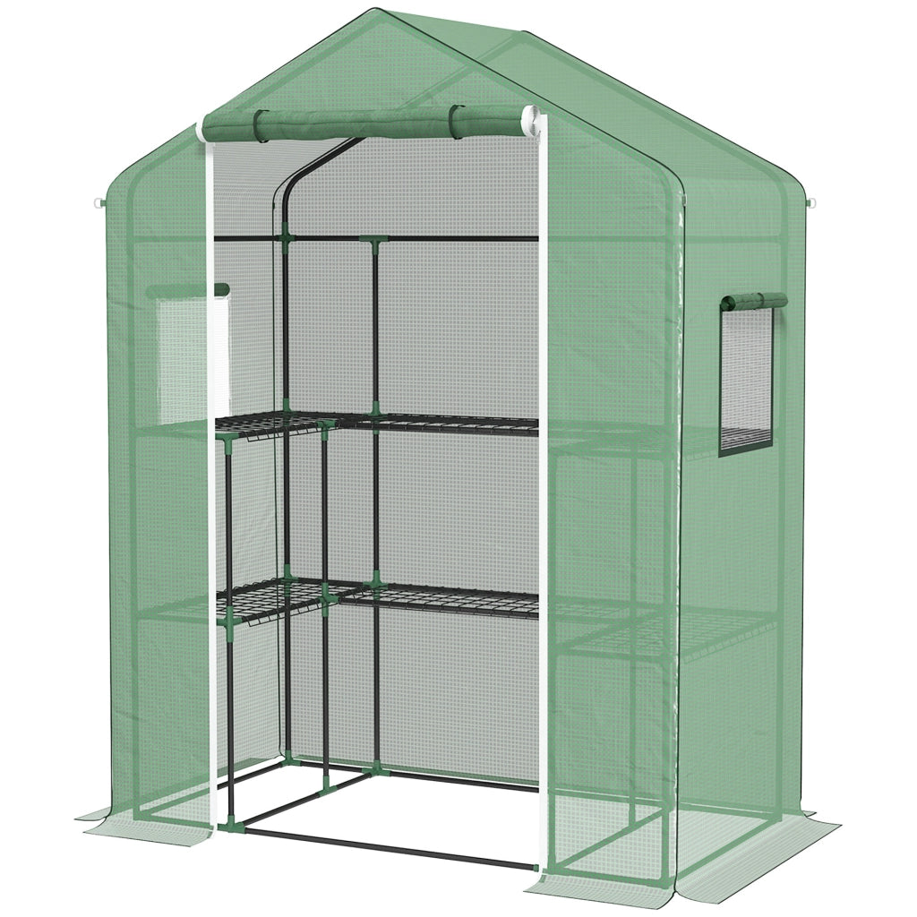 Serra da Giardino con Porta e Finestre ¨C Zephmum ¨C Verde 140x73x190 cm