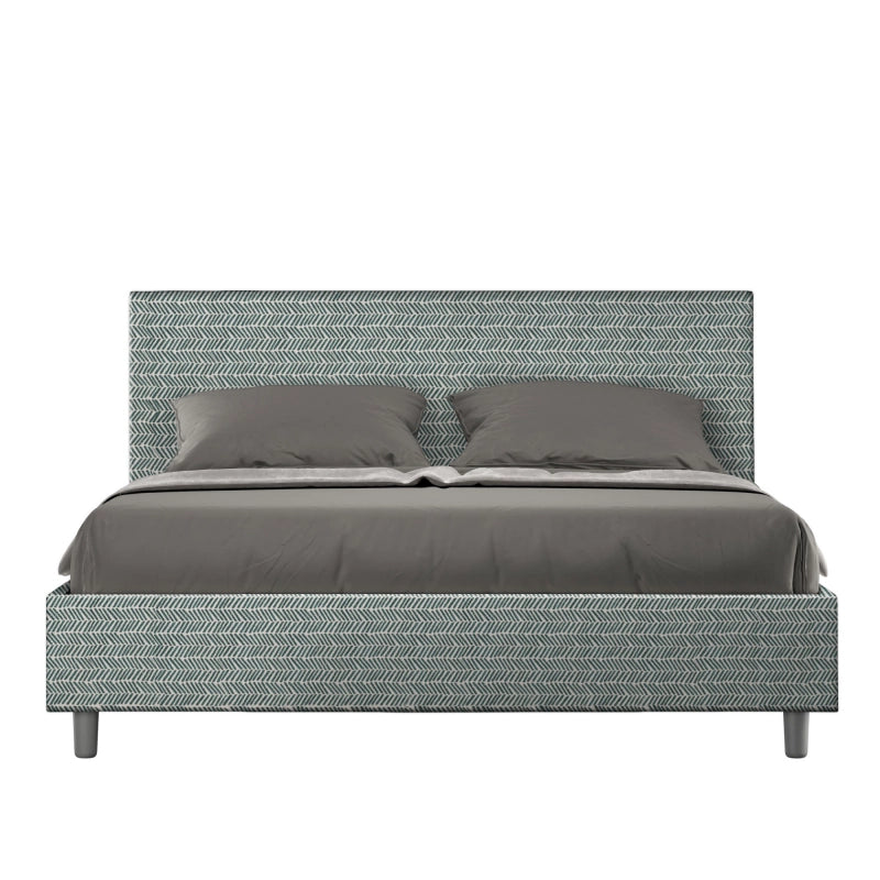 Letto imbottito Matrimoniale 160x200 cm tessuto Aragona Adele - Contenitore,Azzurro