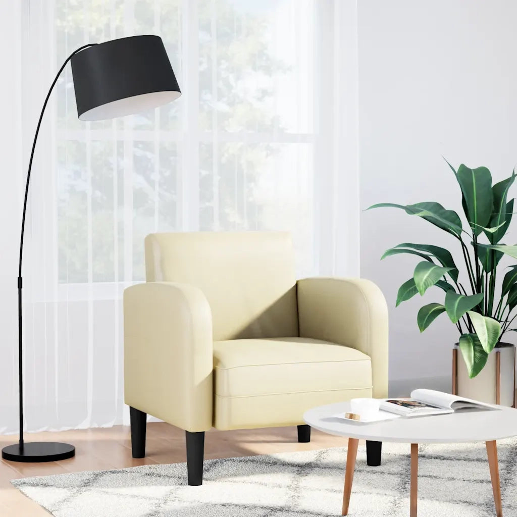 vidaXL Divano Sedia con Braccioli Crema 54 cm in Similpelle