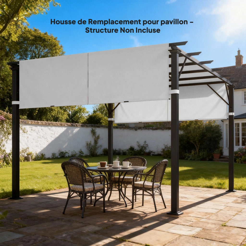 Telo Pergola Retrattile ¨C zephmum ¨C Grigio Chiaro 4.9x1.2m Polyester