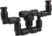 Sistema per acquari adattabile a doppio contenitore con connettore 1/4 per nebbiatura e irrigazione del terrario per rettili