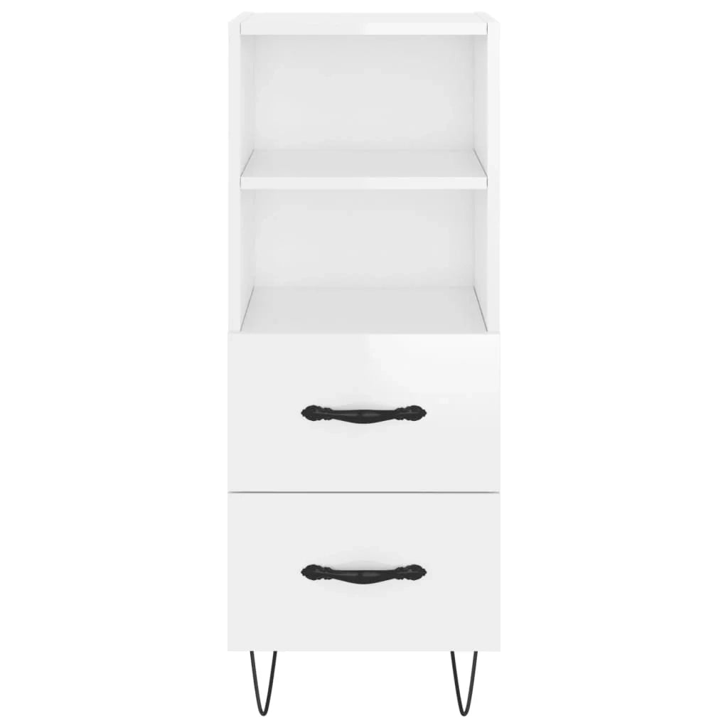 Buffet credenza cassettiera mobiletto mobile contenitore organizer per cucina soggiorno finitura lucida 34,5 x 34 x 90 cm legno ingegnerizzato bianco 02_0030614