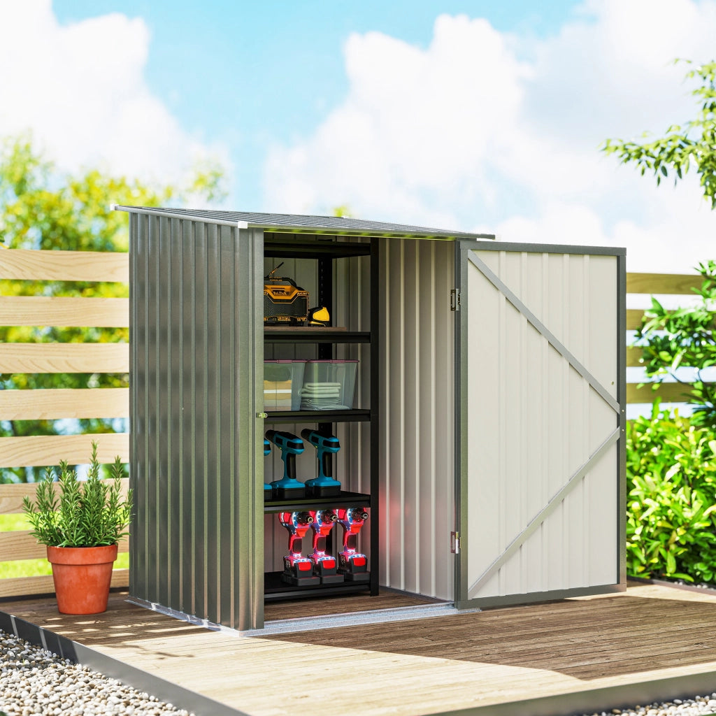 Casetta da Giardino Porta Attrezzi ¨C Zephmum ¨C Acciaio Galvanizzato Argento 100x104x160 cm
