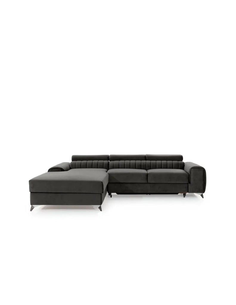 Divano angolare sinistro Grigio scuro convertibile 3 posti JAYSON grande comfort