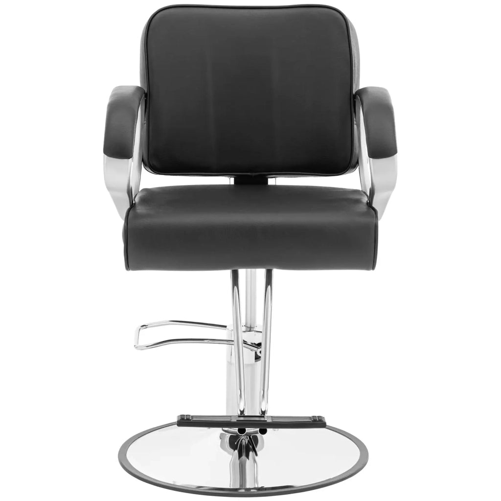 Poltrona professionale da parrucchiere con poggiapiedi 180 kg similpelle acciaio nero 14_0008933