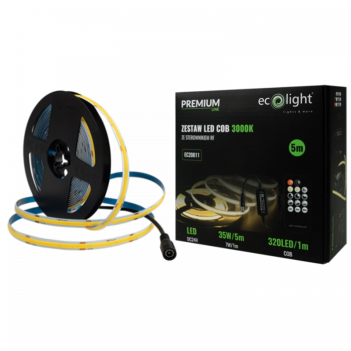 Striscia LED COB 320/m 24V IP20 3000K 5m dimmer driver