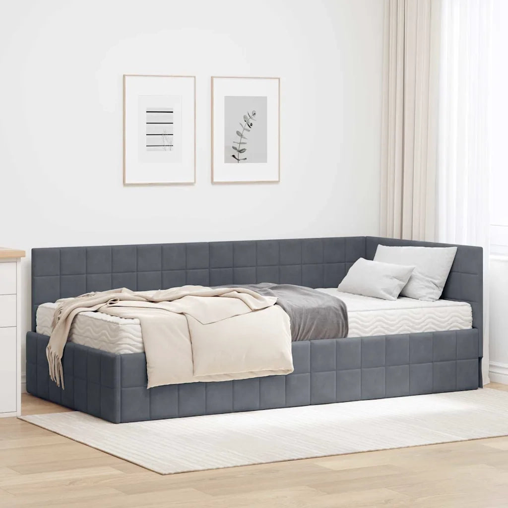 Struttura Letto Angolare con Materasso 2 pz-Giroletto con materasso Grigio Velluto 928039