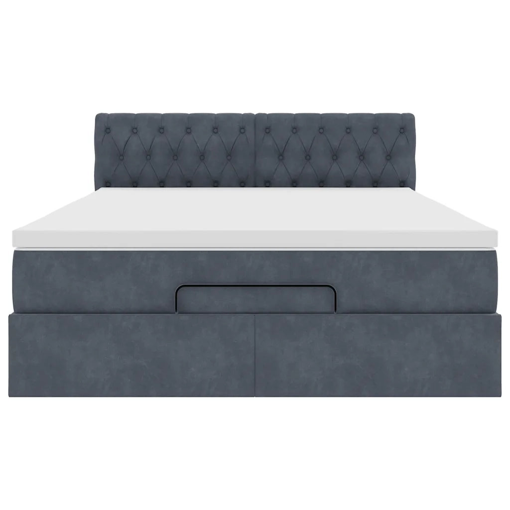 Struttura Letto Pouf con Materasso 140x200 cm in Velluto