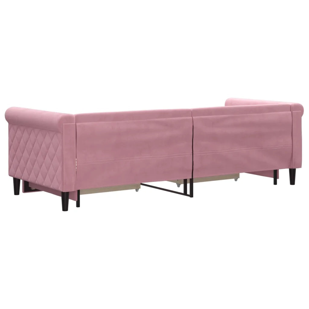 Divano Letto Estraibile con Cassetti Rosa 80x200 cm Velluto 3197815