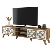 Mobile porta TV Teia, Credenza da soggiorno, Armadio basso per TV, Base parete attrezzata, 180x35h44 cm, Noce e Bianco