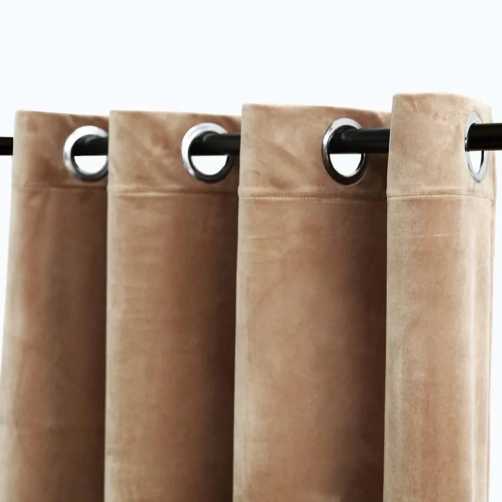 Tende Oscuranti con Anelli 2 pz Beige in Velluto 140x245 cm cod mxl 62819