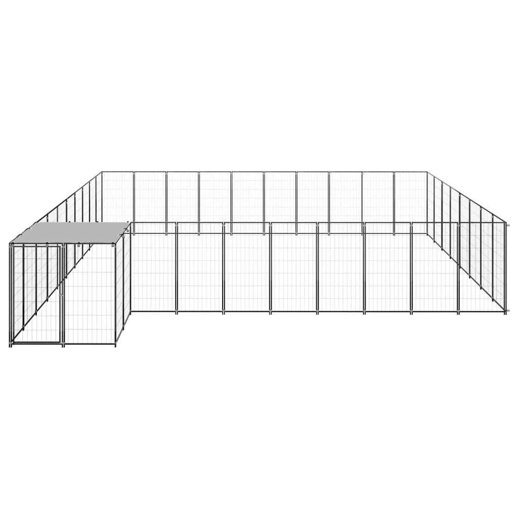 Recinto per animali da esterno per cani 25,41 m² acciaio nero 02_0000515