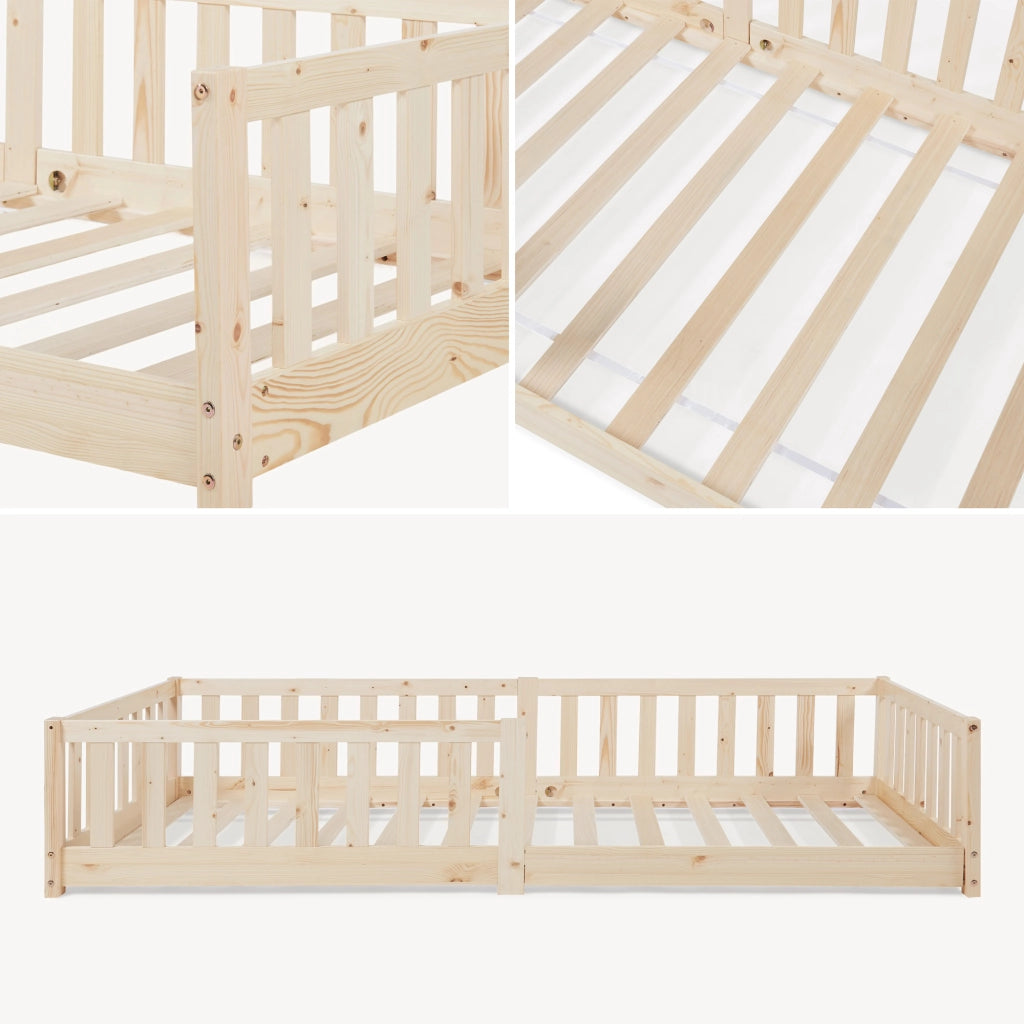 Letto Montessori per Cameretta Tanna in Legno di Pino 90 x 200 cm - Naturale [en.casa]