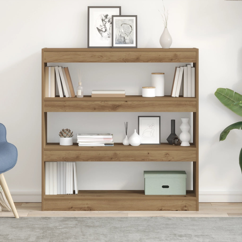 Mobile per libri/separatore di stanze in rovere artigianale - 100x30x103cm, realizzato in legno ingegnerizzato
