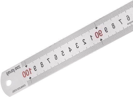 Liniaal in acciaio inossidabile 100cm - Strumenti di misura per progettazione architettonica con lettura doppia | Argento, Strumenti di precisione per misurazioni
