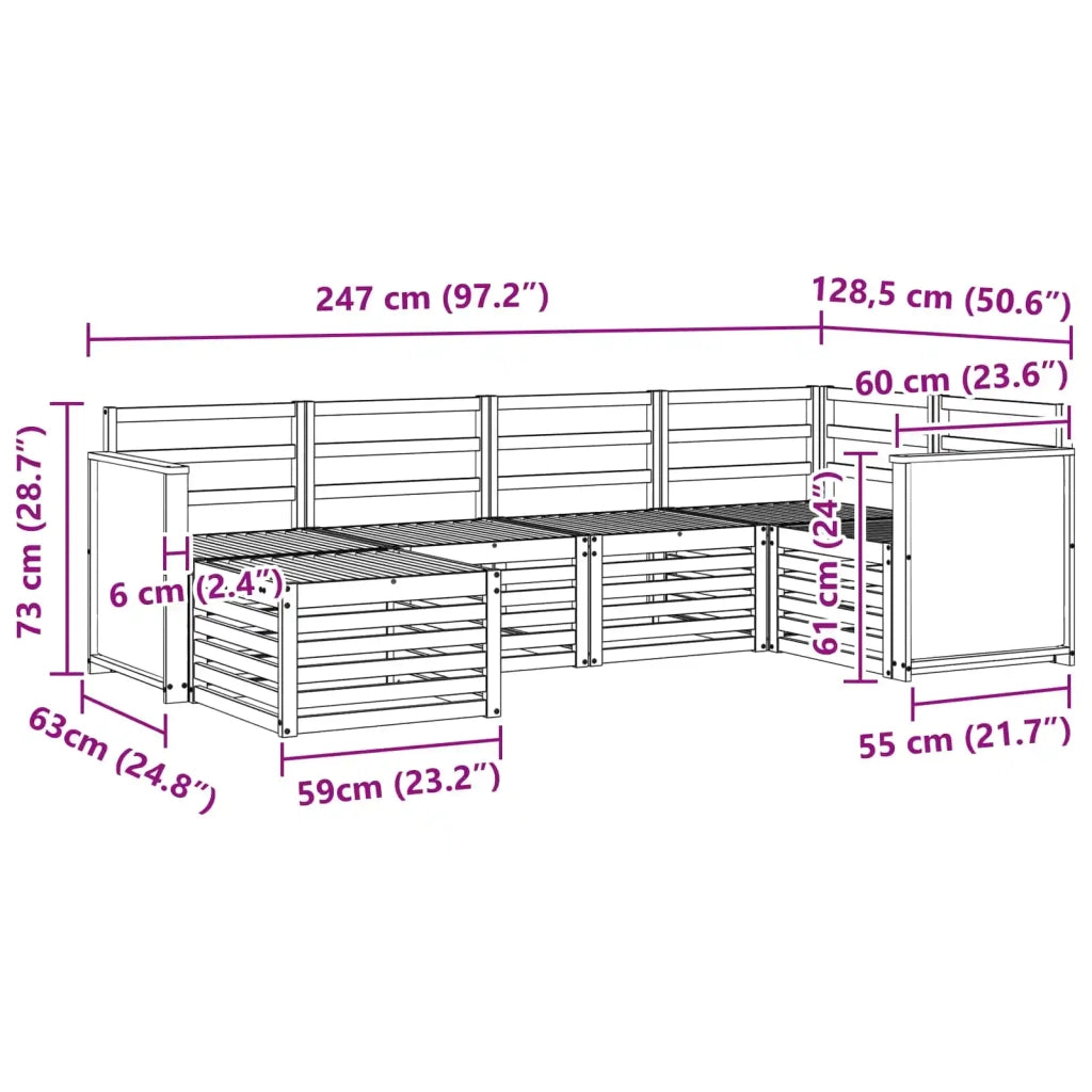 Set divano sezionale 5 pcs Naturale Legno di Acacia Massello 3384560
