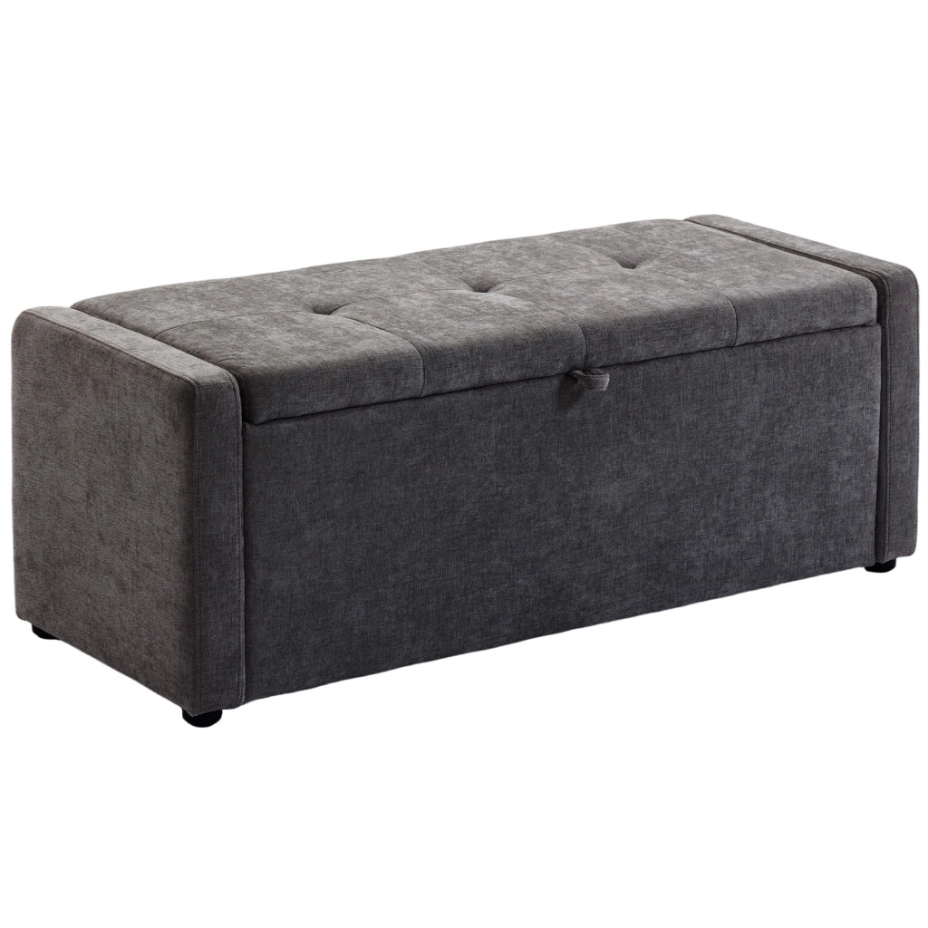 Pouf imbottito con contenitore ¨C zephmum ¨C 122x48x44 cm grigio scuro