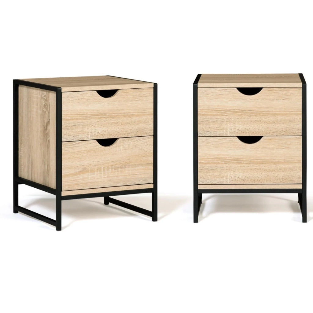IDMarket - Set di 2 comodini DETROIT con 2 cassetti design industriale