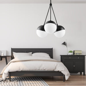 Lampada A Sospensione Sfera Di Vetro Lattea APP687-3CP Nera