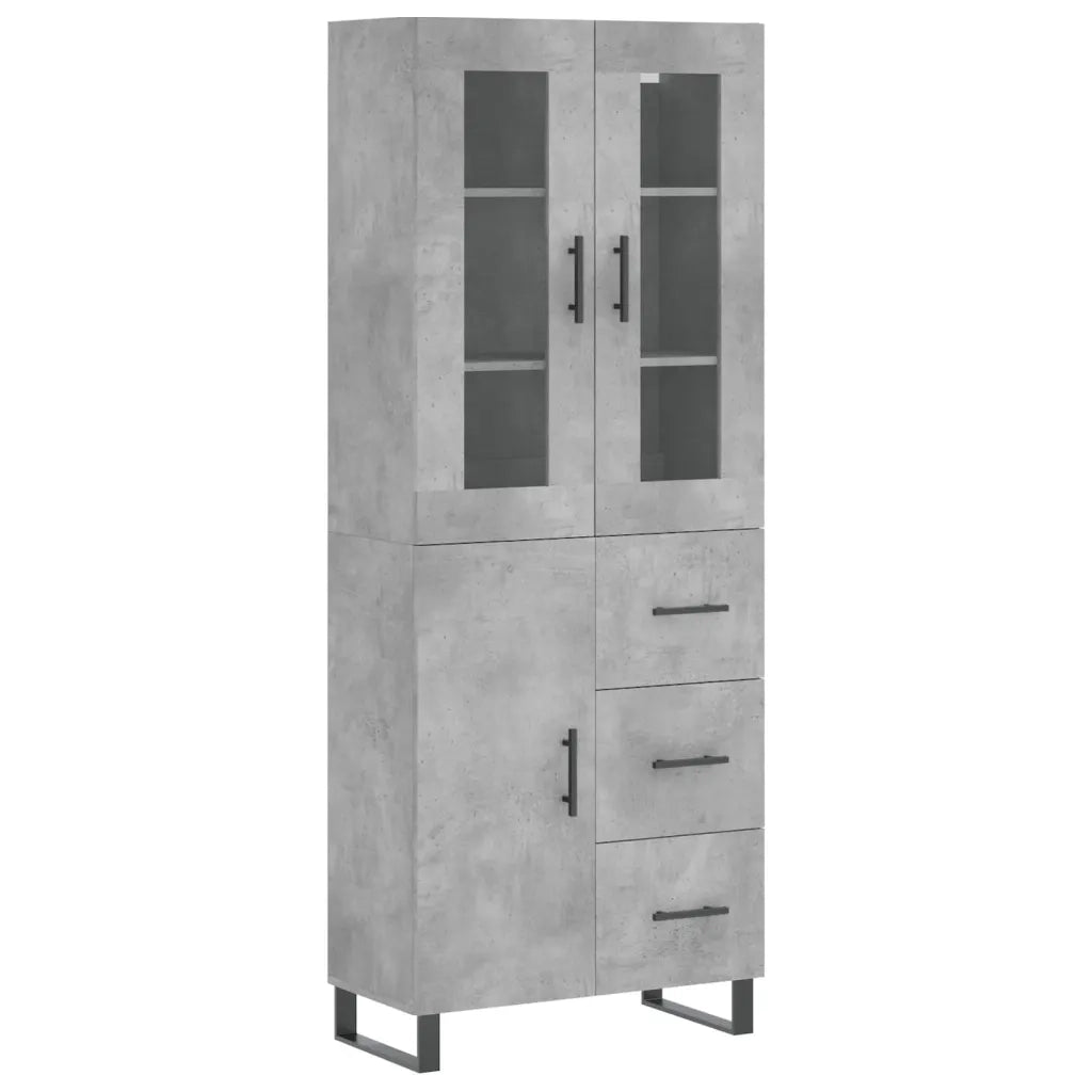 Credenza | Madia | Buffet da pranzo | Armadio da pranzo Grigio Cemento 69,5x34x180 cm in Legno Multistrato