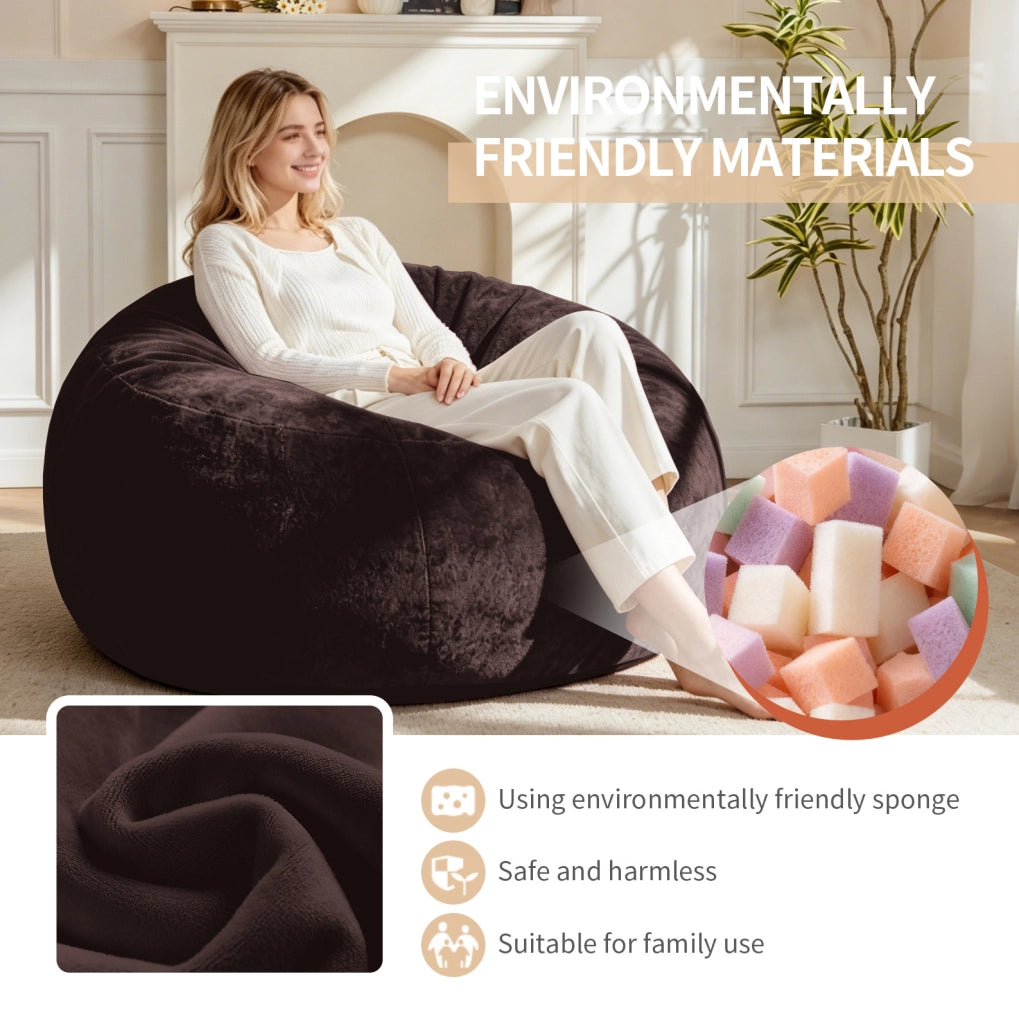 Pouf a pera 4FT 100x100x50 cm marrone in schiuma， per salotto e camera